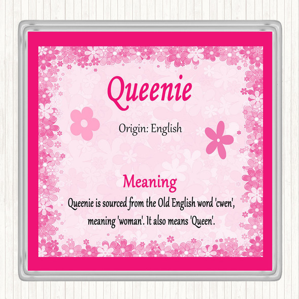 Queenie Name Meaning Coaster Pink