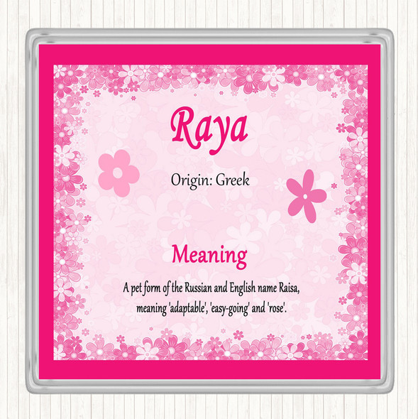 Raya Name Meaning Coaster Pink