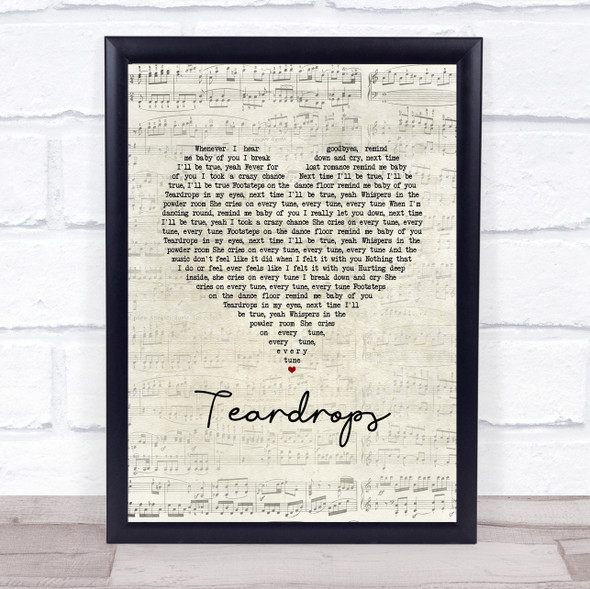 Womack & Womack Teardrops Script Heart Song Lyric Print