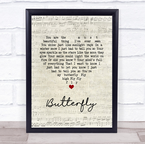 Lenny Kravitz Butterfly Script Heart Song Lyric Print