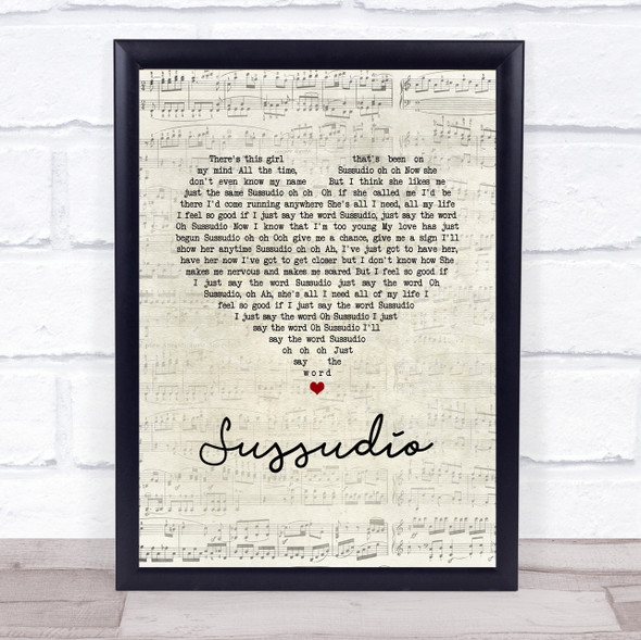 Phil Collins Sussudio Script Heart Song Lyric Print