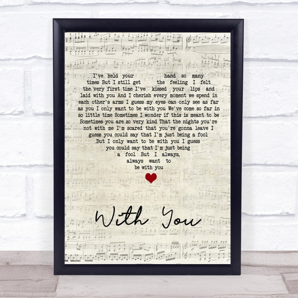 Prince With You Script Heart Song Lyric Print