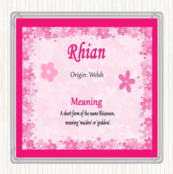 Rhian Name Meaning Coaster Pink