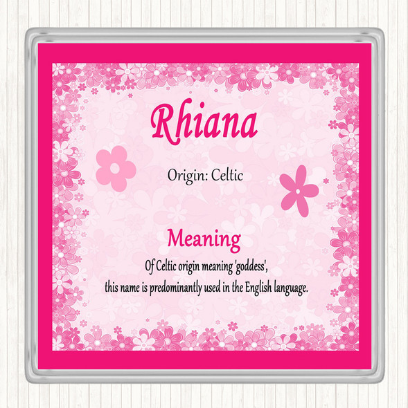 Rhiana Name Meaning Coaster Pink