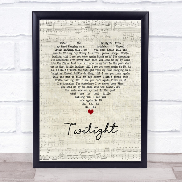 David Gray Twilight Script Heart Song Lyric Print