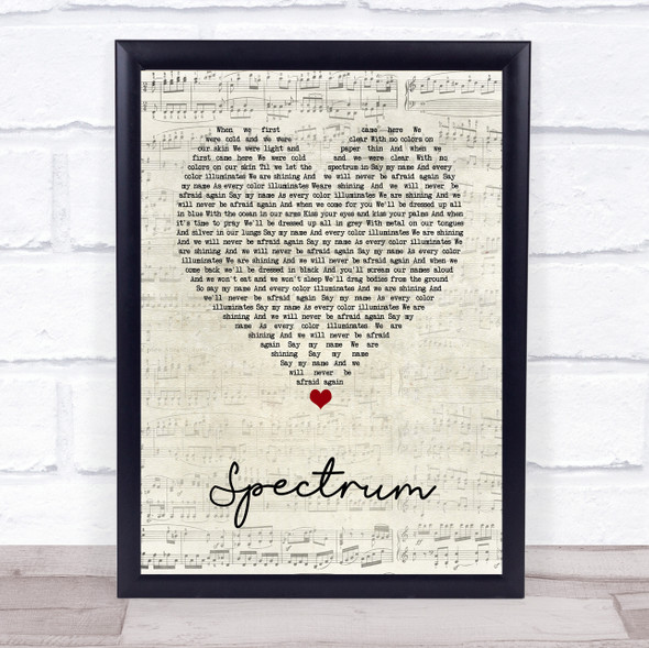 Florence + The Machine Spectrum Script Heart Song Lyric Print