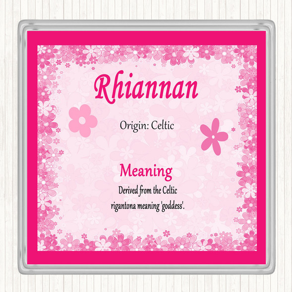 Rhiannan Name Meaning Coaster Pink
