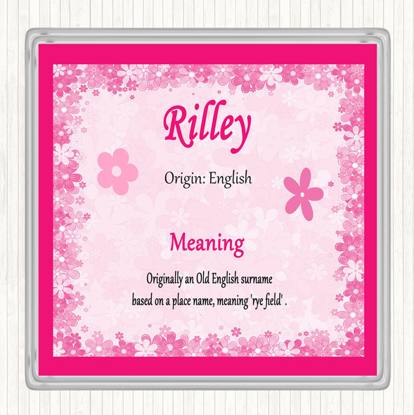 Rilley Name Meaning Coaster Pink