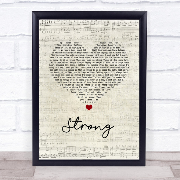 One Direction Strong Script Heart Song Lyric Print