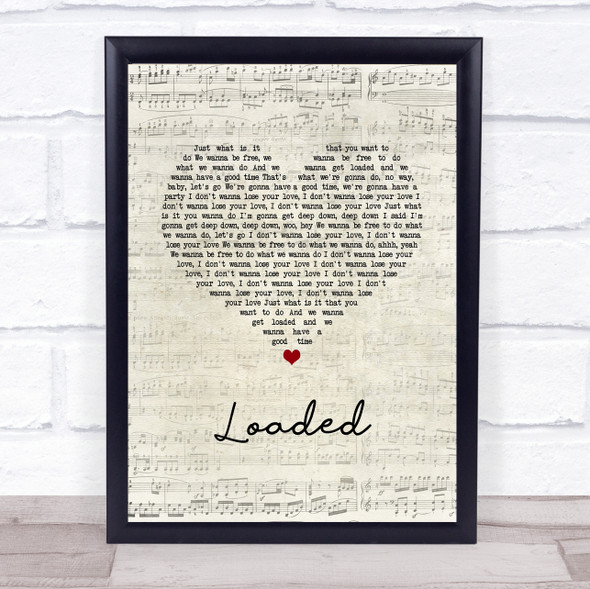 Primal Scream Loaded Script Heart Song Lyric Print