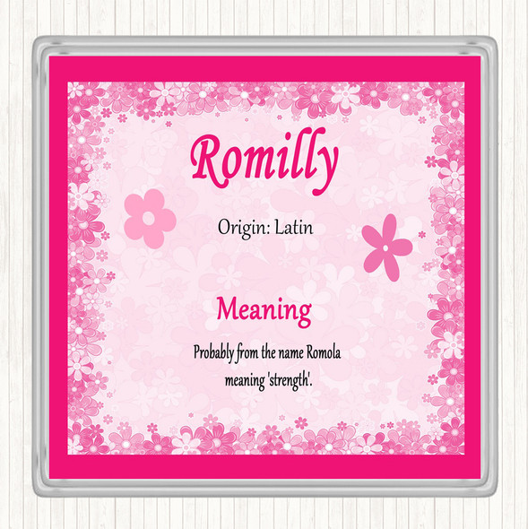 Romilly Name Meaning Coaster Pink