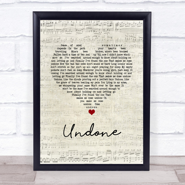 Casey James Undone Script Heart Song Lyric Print