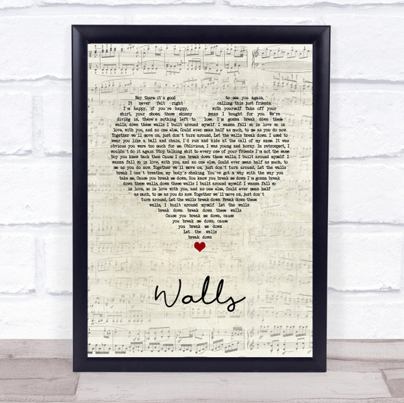 All Time Low Walls Script Heart Song Lyric Print