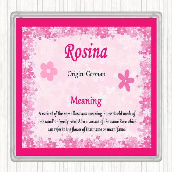 Rosina Name Meaning Coaster Pink