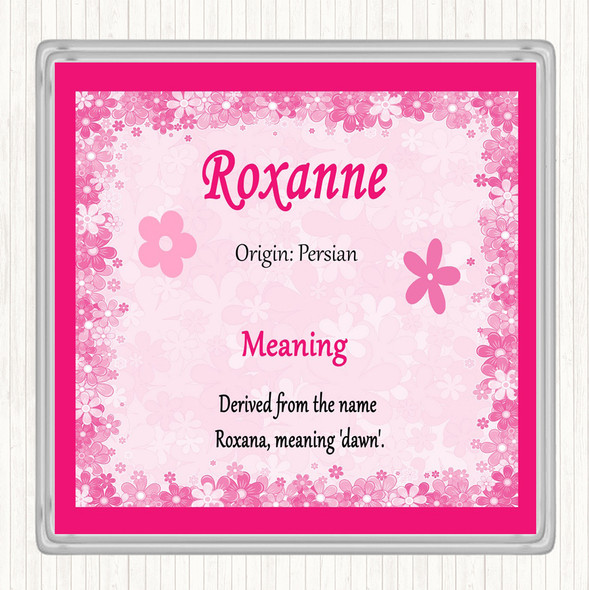 Roxanne Name Meaning Coaster Pink