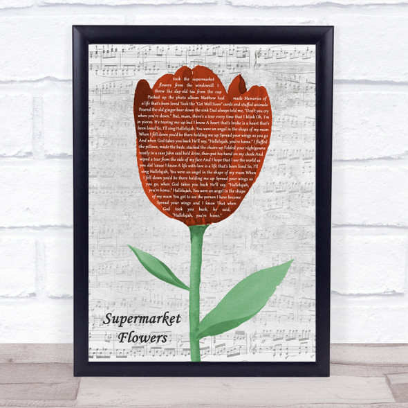 Ed Sheeran Supermarket Flowers Grey Script Watercolour Tulip Song Lyric Print