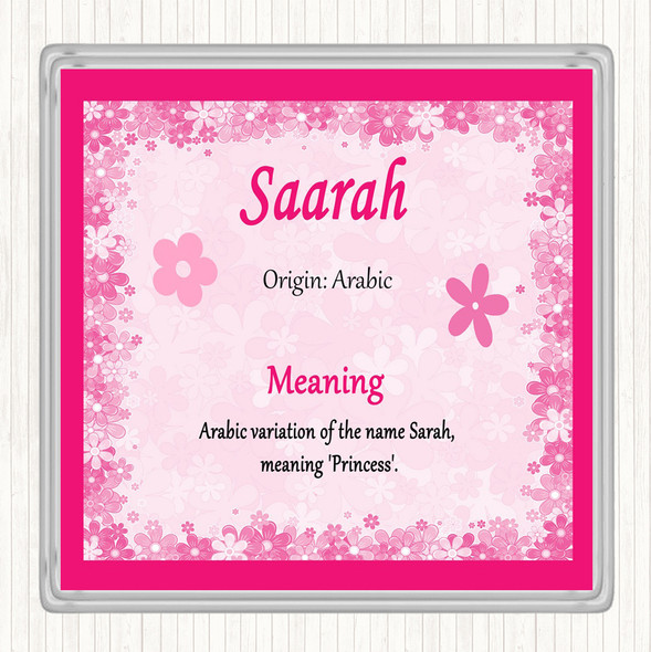 Saarah Name Meaning Coaster Pink