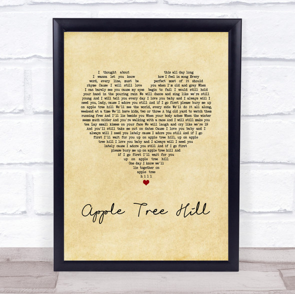 Keywest Apple Tree Hill Vintage Heart Song Lyric Print