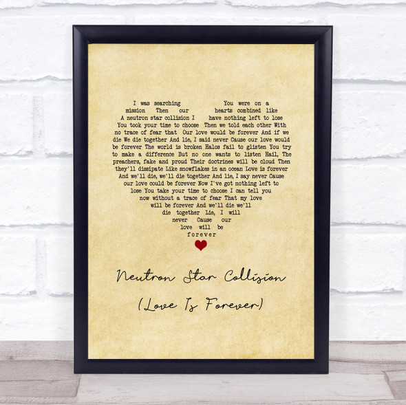 Muse Neutron Star Collision (Love Is Forever) Vintage Heart Song Lyric Print