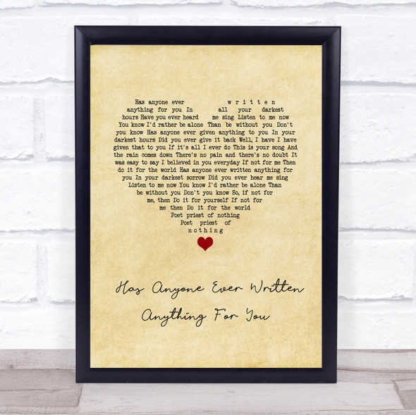 Stevie Nicks Has Anyone Ever Written Anything For You Vintage Heart Song Lyric Print