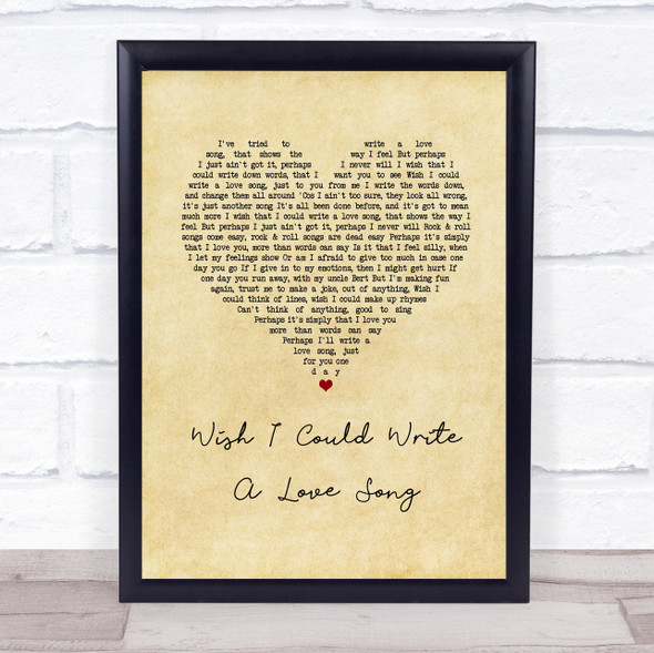 Chas & Dave Wish I Could Write A Love Song Vintage Heart Song Lyric Print