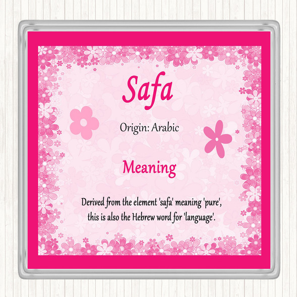 Safa Name Meaning Coaster Pink