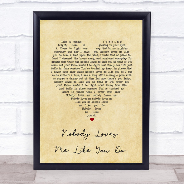 Whitney Houston Nobody Loves Me Like You Do Vintage Heart Song Lyric Print