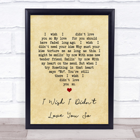 Willie Nelson I Wish I Didn't Love You So Vintage Heart Song Lyric Print