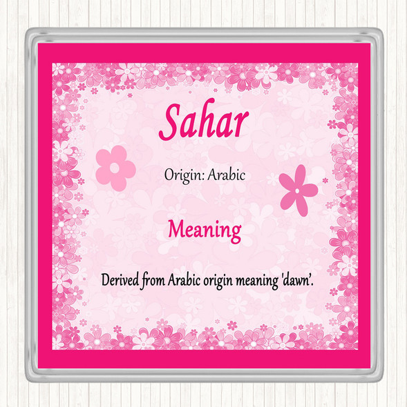 Sahar Name Meaning Coaster Pink