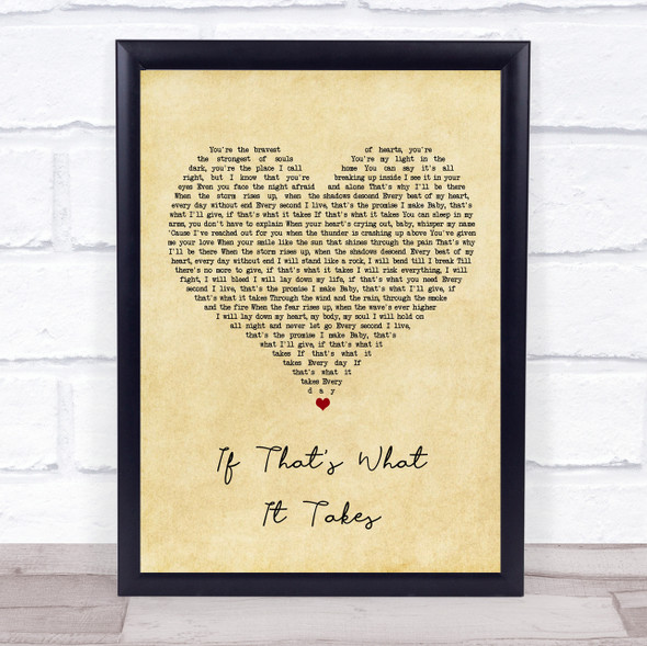 Celine Dion If That's What It Takes Vintage Heart Song Lyric Print