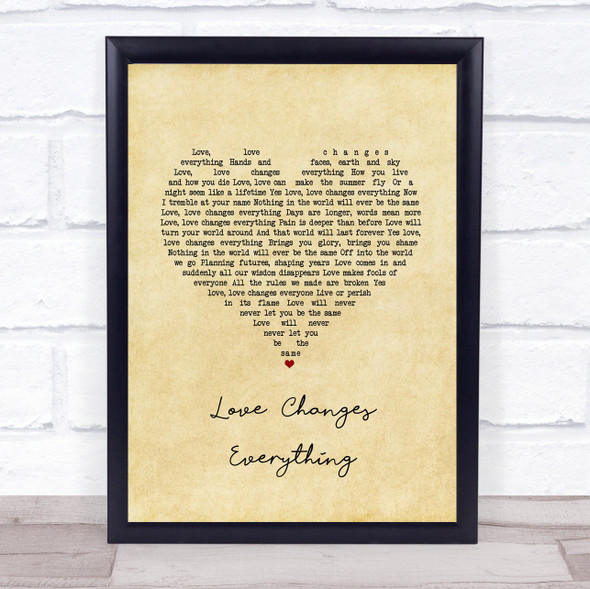 Il Divo with Michael Ball Love Changes Everything Vintage Heart Song Lyric Print