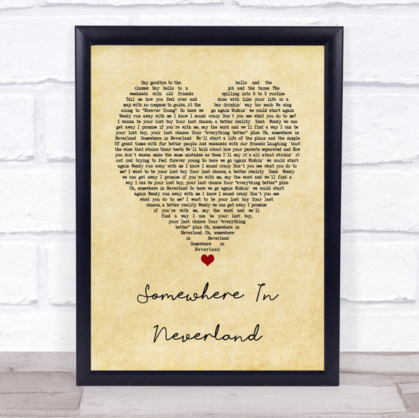 All Time Low Somewhere in Neverland Vintage Heart Song Lyric Print