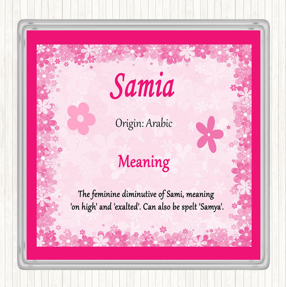 Samia Name Meaning Coaster Pink