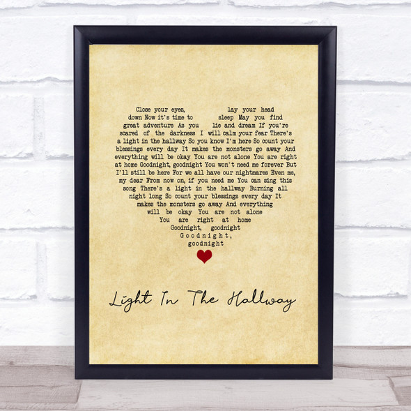 Pentatonix Light In The Hallway Vintage Heart Song Lyric Print