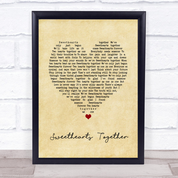 The Rolling Stones Sweethearts Together Vintage Heart Song Lyric Print