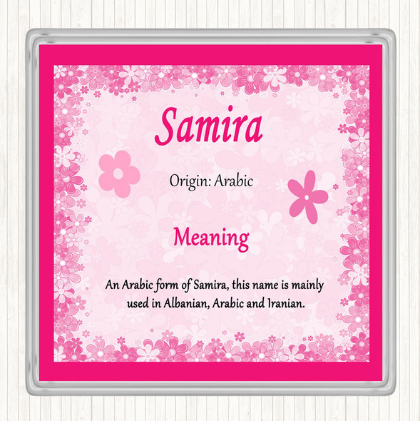 Samira Name Meaning Coaster Pink