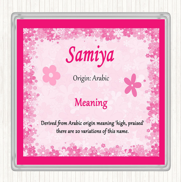 Samiya Name Meaning Coaster Pink