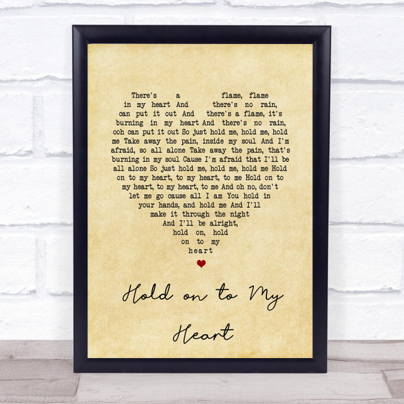 W.A.S.P. Hold on to My Heart Vintage Heart Song Lyric Print