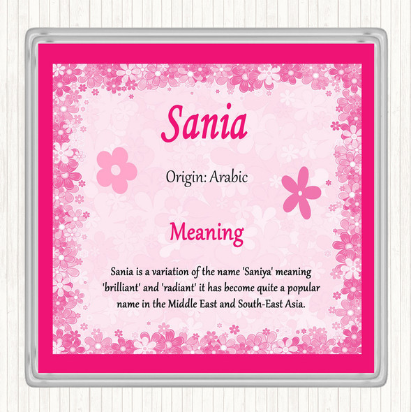 Sania Name Meaning Coaster Pink