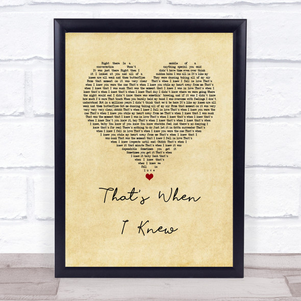 Alicia Keys That's When I Knew Vintage Heart Song Lyric Print