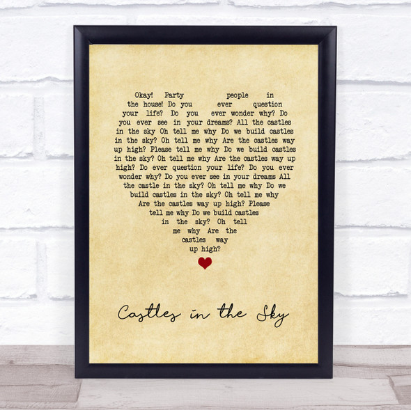 Ian Van Dahl Castles in the Sky Vintage Heart Song Lyric Print