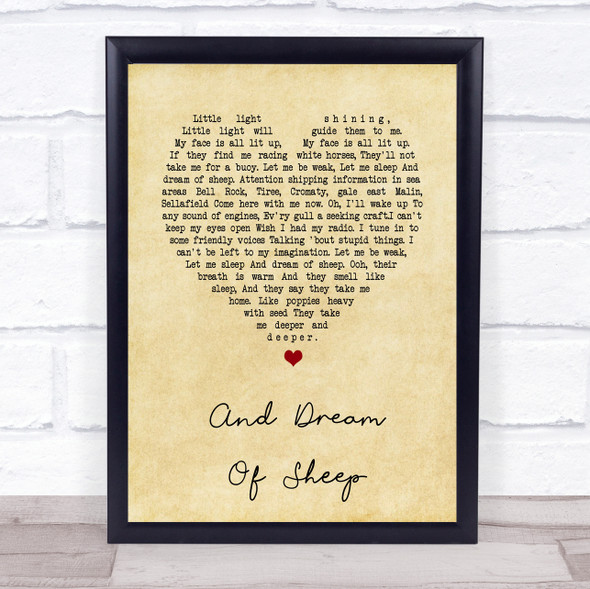 Kate Bush And Dream Of Sheep Vintage Heart Song Lyric Print