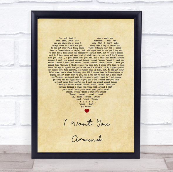 Snoh Aalegra I Want You Around Vintage Heart Song Lyric Print