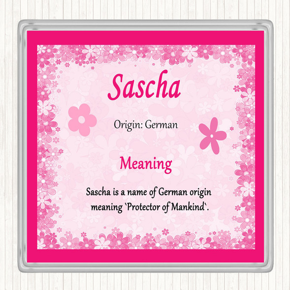 Sascha Name Meaning Coaster Pink