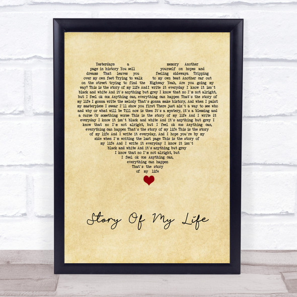 Bon Jovi Story Of My Life Vintage Heart Song Lyric Print
