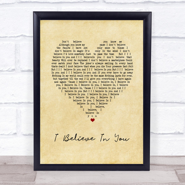 Kylie Minogue I Believe In You Vintage Heart Song Lyric Print