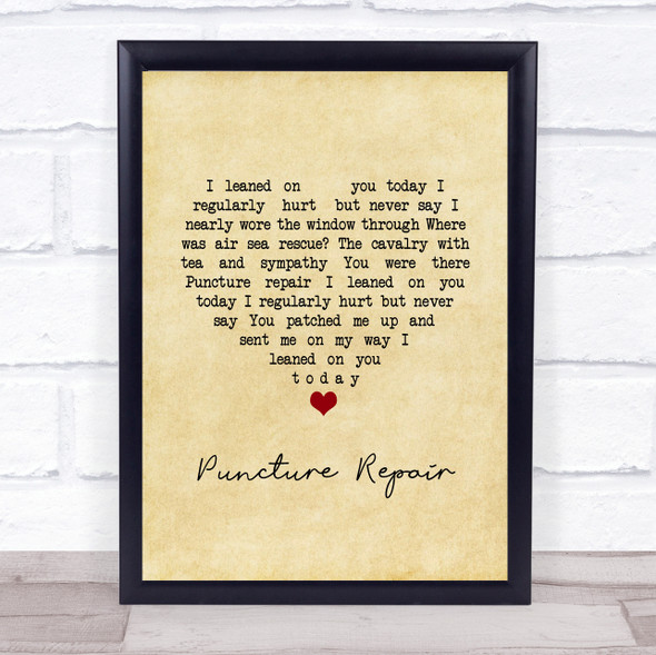 Elbow Puncture Repair Vintage Heart Song Lyric Print