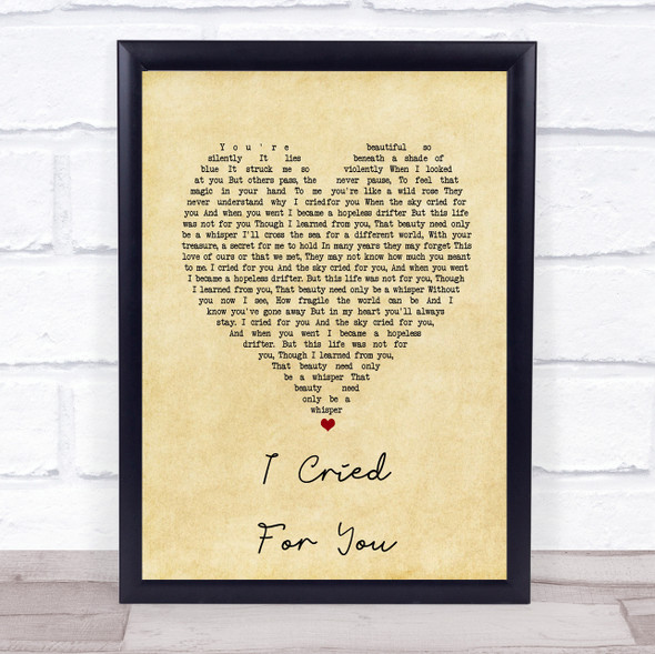 Katie Melua I Cried For You Vintage Heart Song Lyric Print