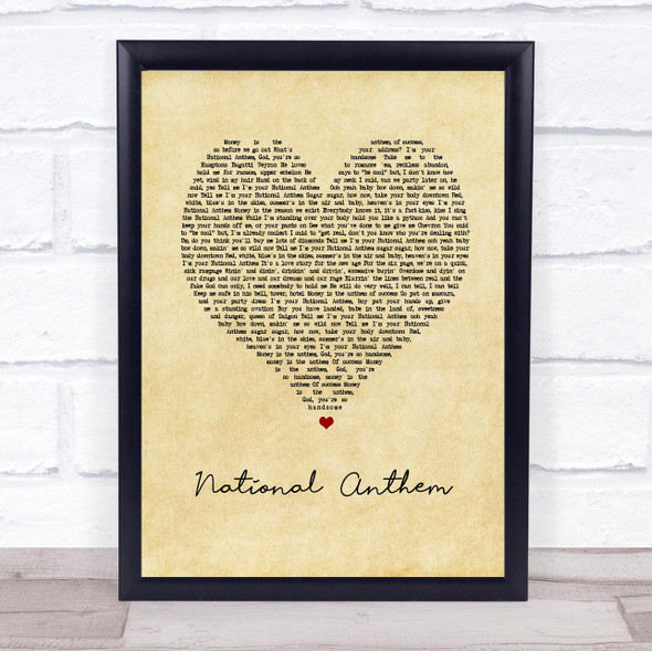 Lana Del Rey National Anthem Vintage Heart Song Lyric Print