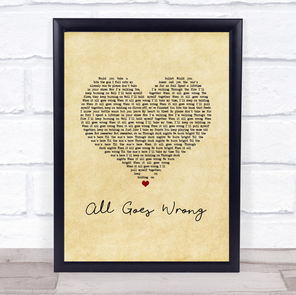 Chase & Status All Goes Wrong Vintage Heart Song Lyric Print